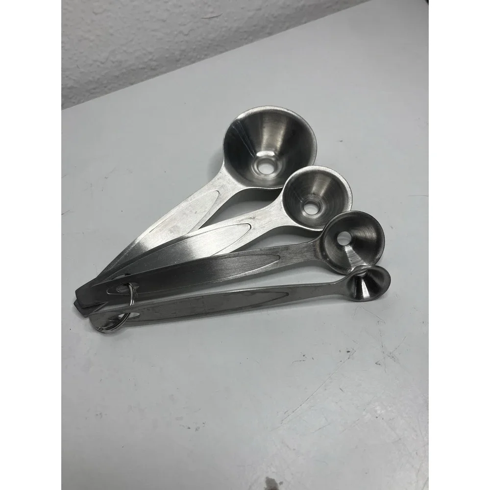 Vintage Stainless Steel Mini Funnel Spoon Set Of 4